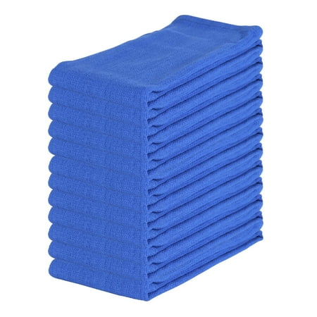 Arkwright Home Huck Cleaning Towels, Household, Lint-Free, 100% Cotton, Blue, 12 Count