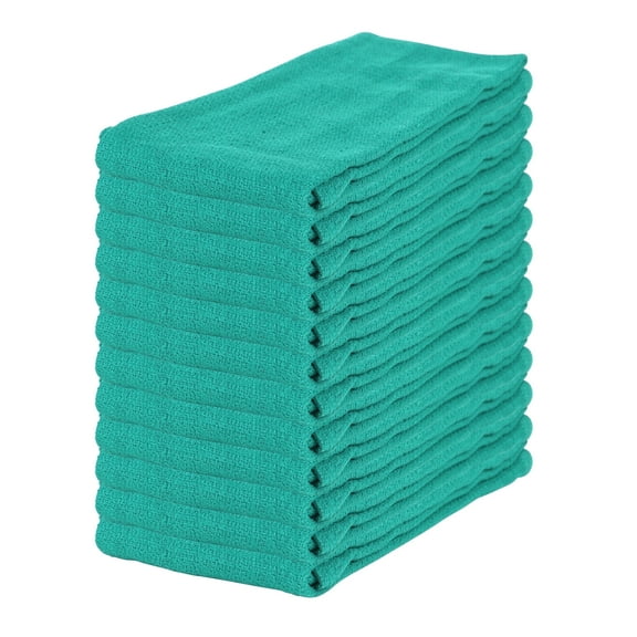 Arkwright Home Huck Cleaning Cloths, Household, Lint-Free, 100% Cotton, 12 Count, 1 Pack, Green