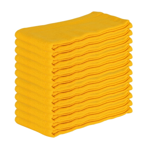Arkwright Huck Weave Cleaning Cloths (Pack of 12), 16x26 , Multi-Purpose, Absorbent, 100% Cotton, Yellow