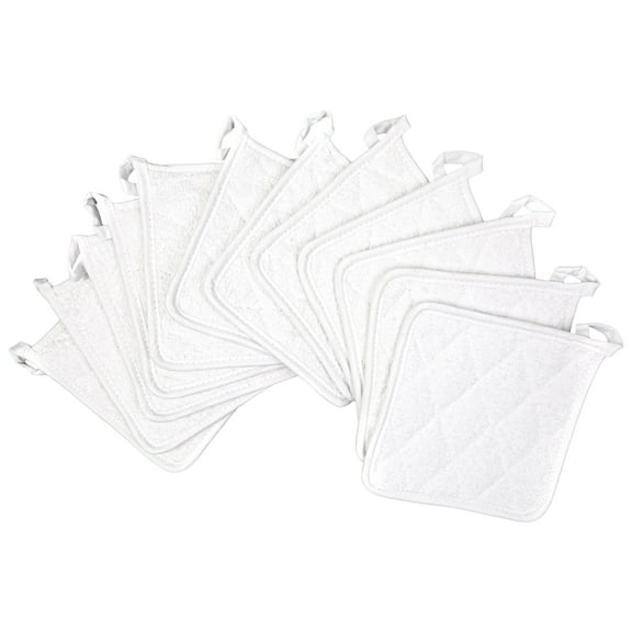 Arkwright Kitchen Pot Holders (12-Pack), 7"x7", 100% Cotton, Soft & Heat Resistant, White