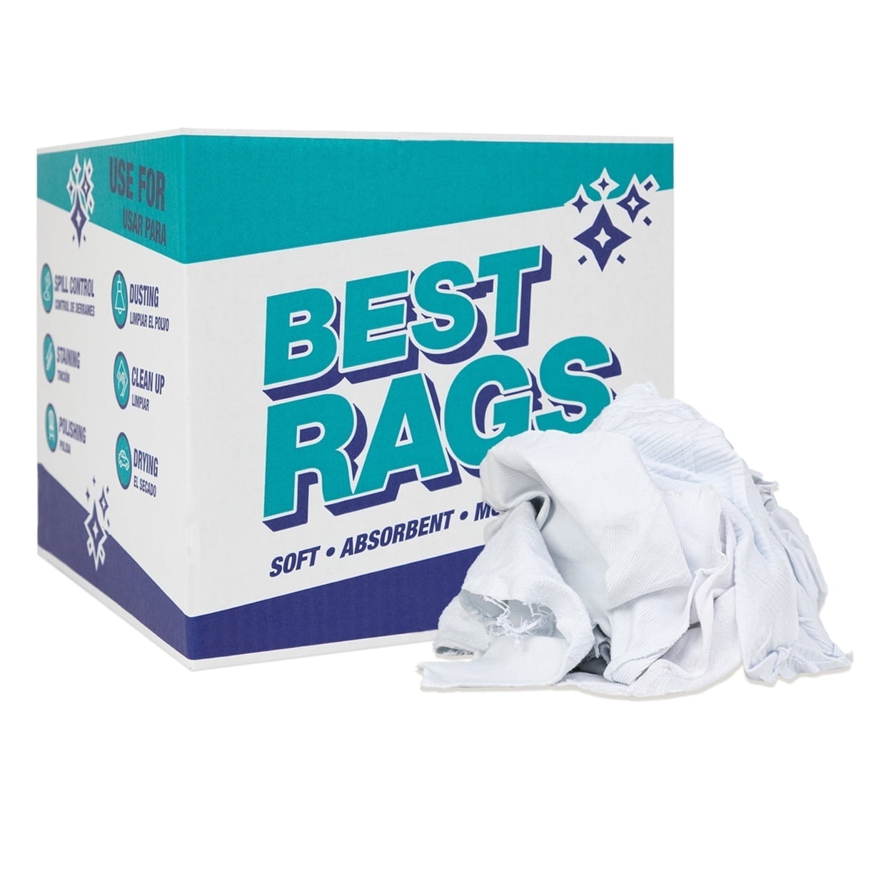 Multi Clean Rags Arkwright Multipurpose Cleaning Rags, 10 lb, White, 14x14-20x20 in ...