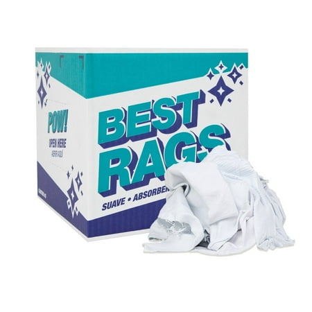Arkwright Knit Cleaning Rags (5 lb Box), White, 14x14 to 20x20 in., Multipurpose Reusable Cloths for Garage, Home or Business