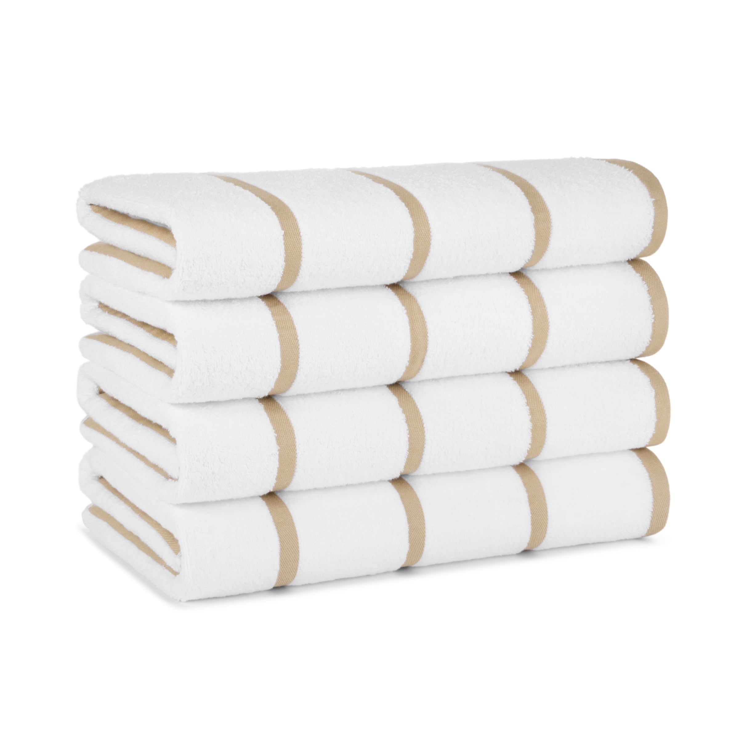 Arkwright Las Rayas Beach Towel (4 Pack), Ring Spun Cotton Pool Towel - 30x60 in., Beige Stripes