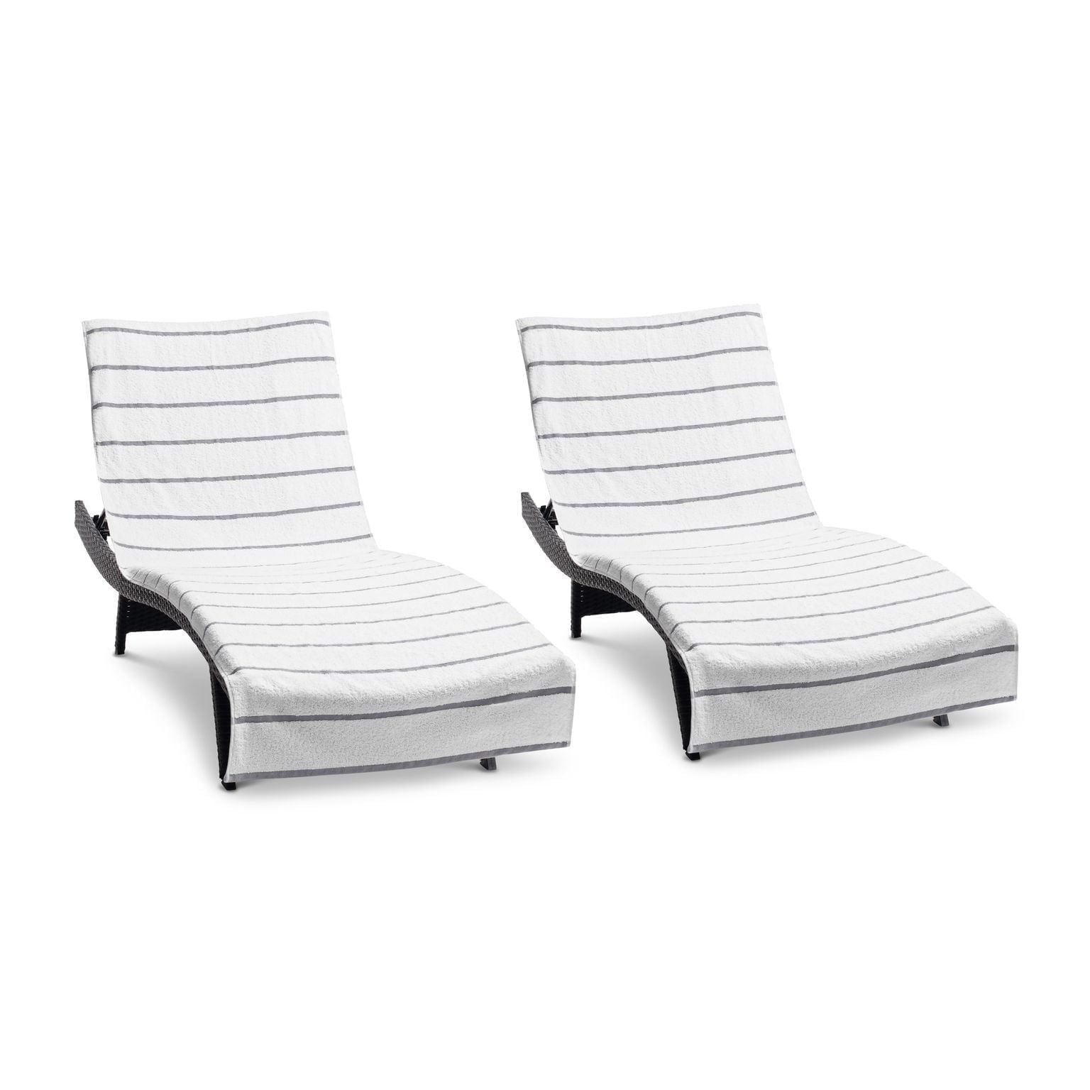 Light Grey Cotton Terry Chaise Lounge Chair Covers - 2 Pack