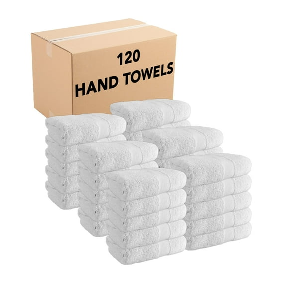 Arkwright Magellan Hand Towels (Bulk Case of 120), Soft Ring Spun Cotton, 16x30, White