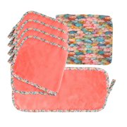 Arkwright Makeup Removal Cloth Set with Travel Bag in Decorative Gift Box, 5-Cloths, 1 Bag, Soft Coral Fleece Microfiber, 7x16, Feathers Design
