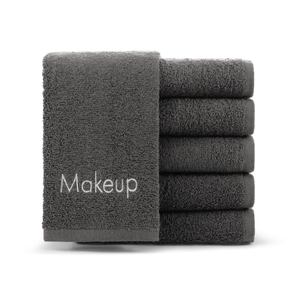 Arkwright Makeup Removal Towels (6-Pack), 100% Terry Cotton, Fingertip Towel Size 11x17, Gray