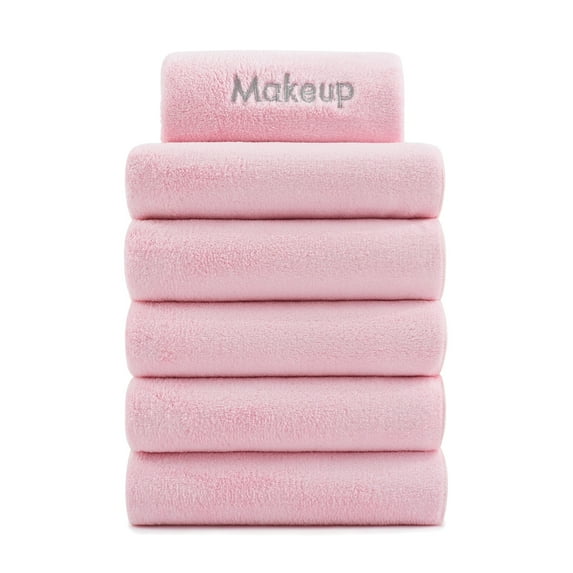 Arkwright Makeup Removal Towels (6-Pack), Soft Coral Fleece, Fingertip Towel Size 11x17, Pink
