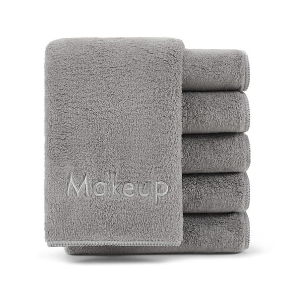 Arkwright Makeup Remover Wash Cloth - Coral Fleece Microfiber Face Towels - 13 x 13 in. - (6 Pack) Grey