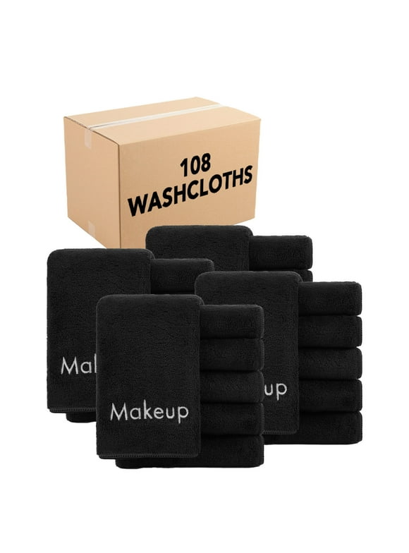 Arkwright Makeup Remover Wash Cloth - Coral Fleece Microfiber Face Towels - 13 x 13 in. - (Bulk Case of 108) Black
