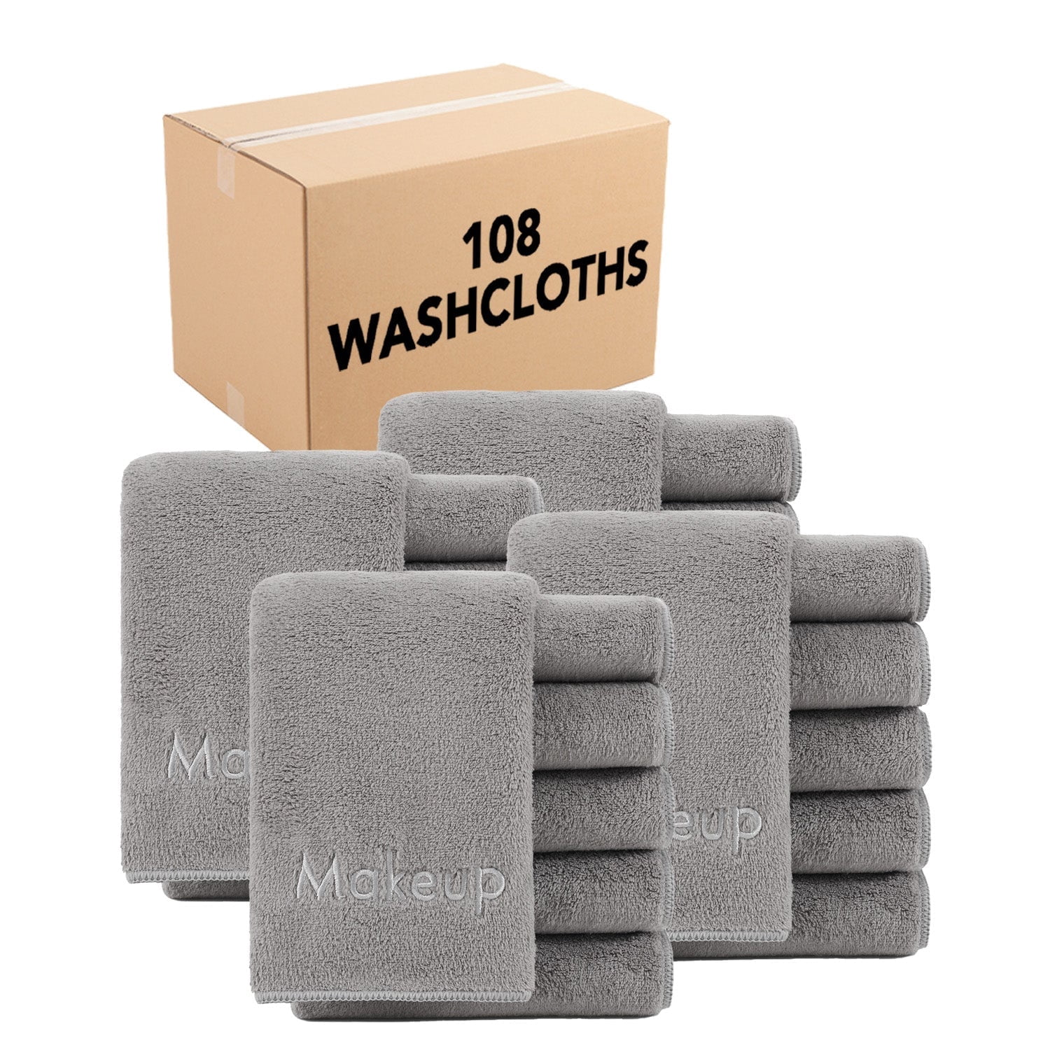 Arkwright Makeup Remover Wash Cloth - Coral Fleece Microfiber Face Towels - 13 x 13 in. - (Bulk Case of 108) Grey