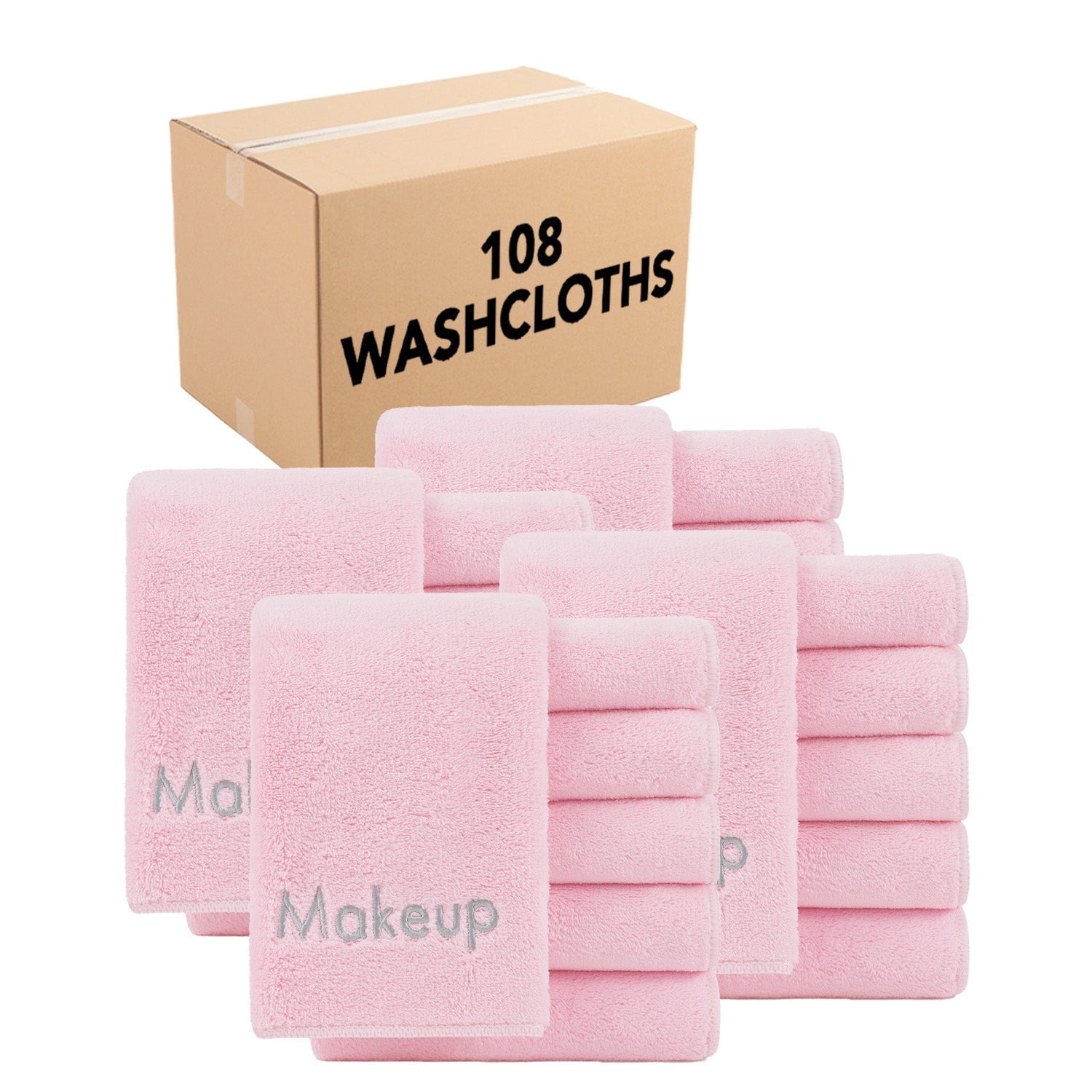 Arkwright Makeup Remover Wash Cloth - Coral Fleece Microfiber Face Towels - 13 x 13 in. - (Bulk Case of 108) Pink