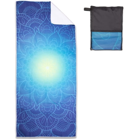 Arkwright Mandala Beach Towel, 30x70 Oversized Microfiber Towel, Blue