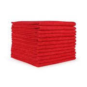Arkwright Microfiber Cleaning Cloths (12 Pack), 12x12 in., 300 GSM, Reusable Multi-Purpose Cloth, Red