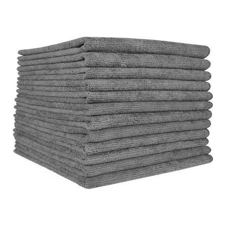 Arkwright Microfiber Cleaning Cloths (12 Pack), Large 16x16 in. Size, Multi-Purpose, Gray, Household or Industrial