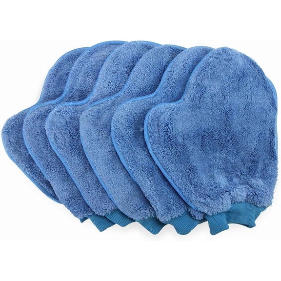 Arkwright Microfiber Cleaning Dusting Mitts - (Pack of 6) Smart Choice Quick Dry Dust Mitt Glove, Duster for Home Furniture, Car and Household Polishing, Blue
