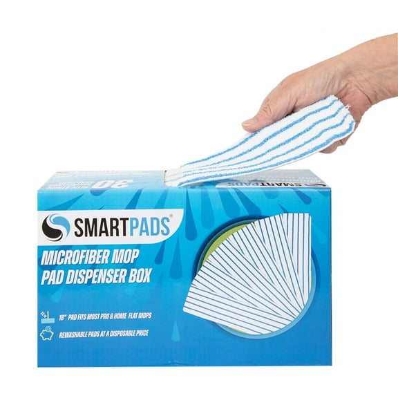 Arkwright SmartPads Microfiber Cleaning Mop Pads, Dispenser Box, 30 Count