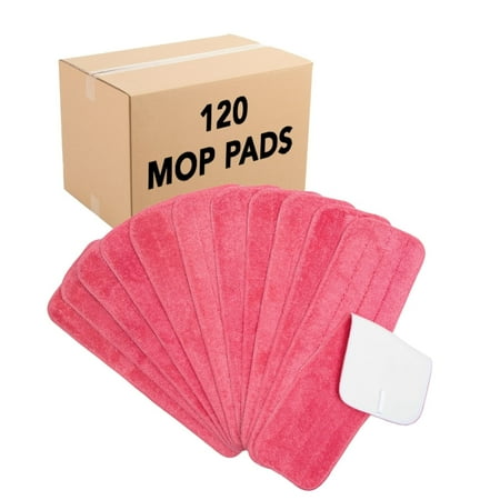 Arkwright Microfiber Flat Wet Mop Pads (Bulk Case of 120), 18 oz, Red