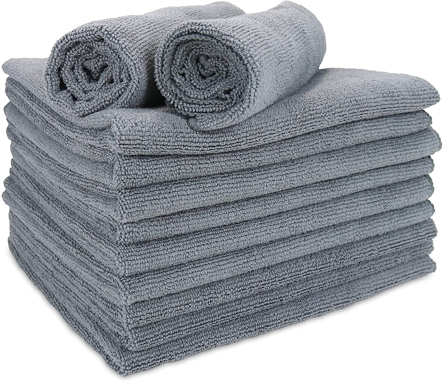 Arkwright Microfiber Gym Towels - Soft Quick Dry Hand Towel - 16 x 27 in. - (12 Pack) Grey