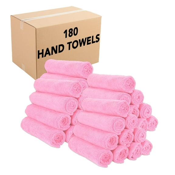 Arkwright Microfiber Hand Towels (Bulk Case of 180), 15x24, Pink