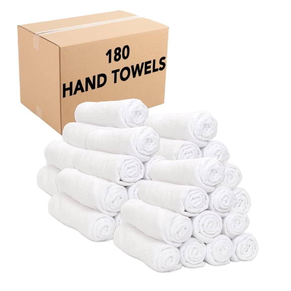 Arkwright Microfiber Hand Towels (Bulk Case of 180), 15x24, White