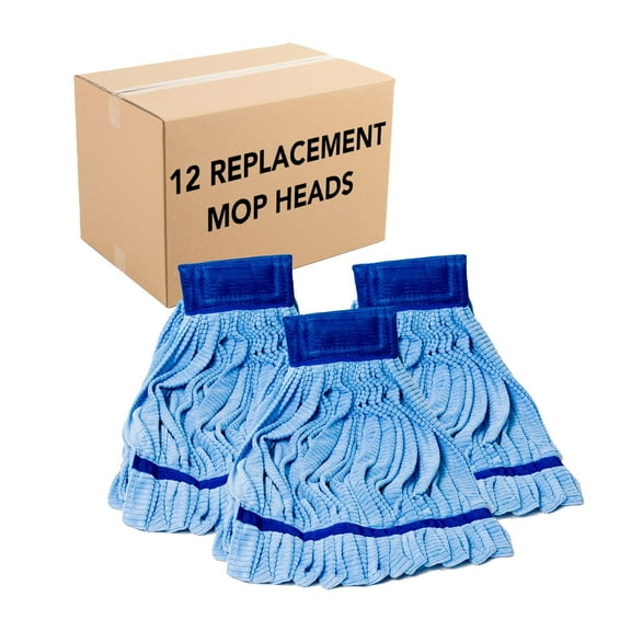 Arkwright Microfiber Tube Mop Heads (Bulk Case of 12), 14 oz, Highly Absorbent, Quick Drying, Blue