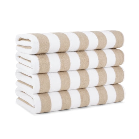 Arkwright Oversized California Beach Towels - Ringspun Cotton Pool Towel - 30 x 70 in. - (4 Pack) Beige