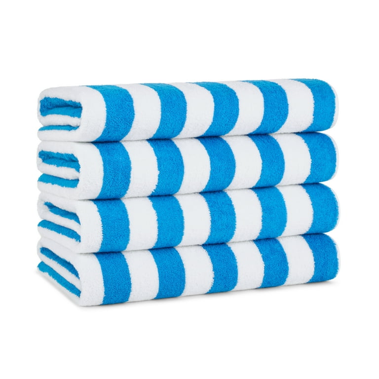 Arkwright Hand Towels (16x27 12 Pack) with Center Stripes Absorbent Power Gym Towel for Hotel Spa (Blue)
