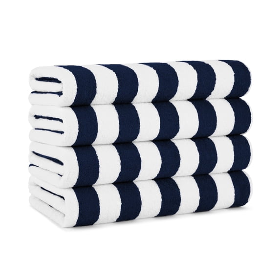 Arkwright Oversized California Beach Towels - Ringspun Cotton Pool Towel - 30 x 70 in. - (4 Pack) Navy Blue
