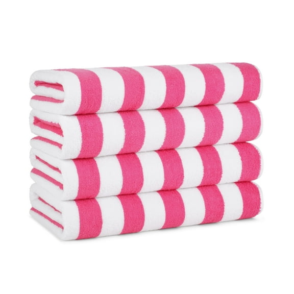 Arkwright Oversized California Beach Towels - Ringspun Cotton Pool Towel - 30 x 70 in. - (4 Pack) Pink