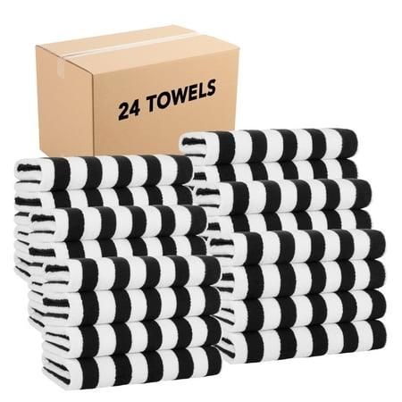 Arkwright Oversized California Beach Towels - Ringspun Cotton Pool Towel - 30 x 70 in. - (Bulk Case of 24) Black