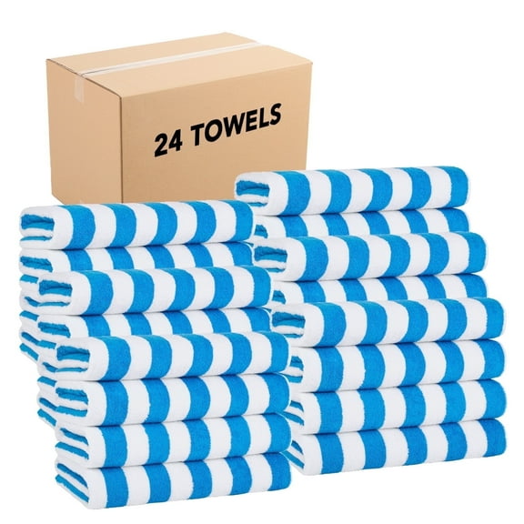 Arkwright Oversized California Beach Towels - Ringspun Cotton Pool Towel - 30 x 70 in. - (Bulk Case of 24) Blue