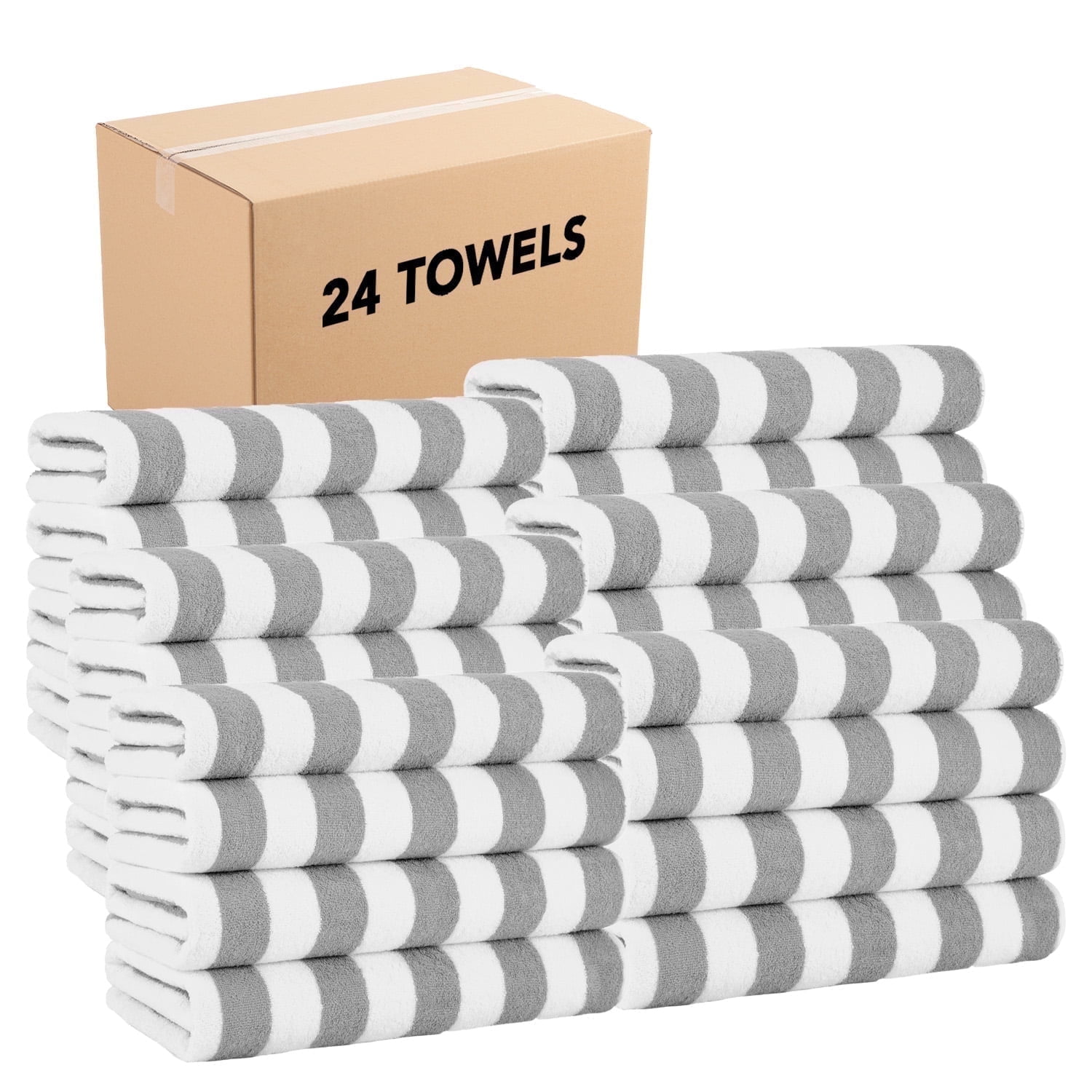 Arkwright Oversized California Beach Towels - Ringspun Cotton Pool Towel - 30 x 70 in. - (Bulk Case of 24) Grey