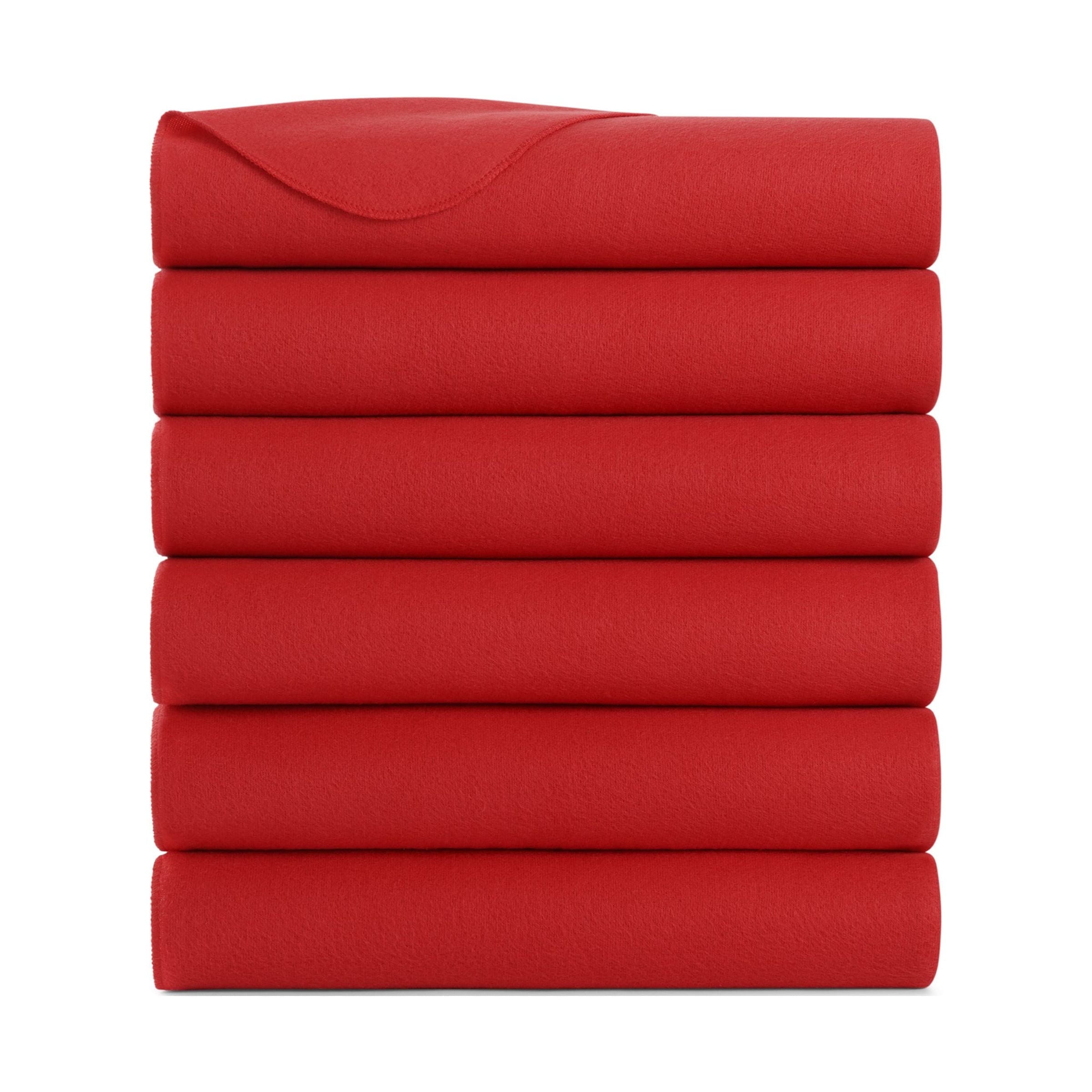 Arkwright Polar Fleece Throw Blankets (Pack of 6) Ultra Soft Cozy Blanket, 50 x 60 in, Red