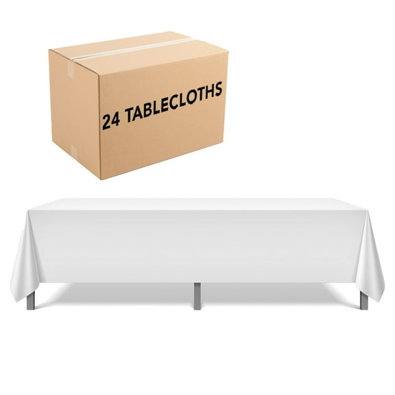 Arkwright Polyester Tablecloths (Bulk Case of 24), Reusable, 52 x 52 in., White