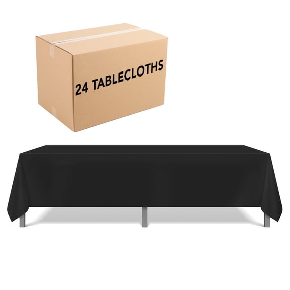 Arkwright Polyester Tablecloths (Bulk Case of 24), Reusable, 62 x 62 in., Black