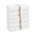 thumbnail image 1 of Arkwright Power Gym Bath Towels (6 Pack), 22x44 in., White with Beige Stripe, Soft Cotton, 1 of 7
