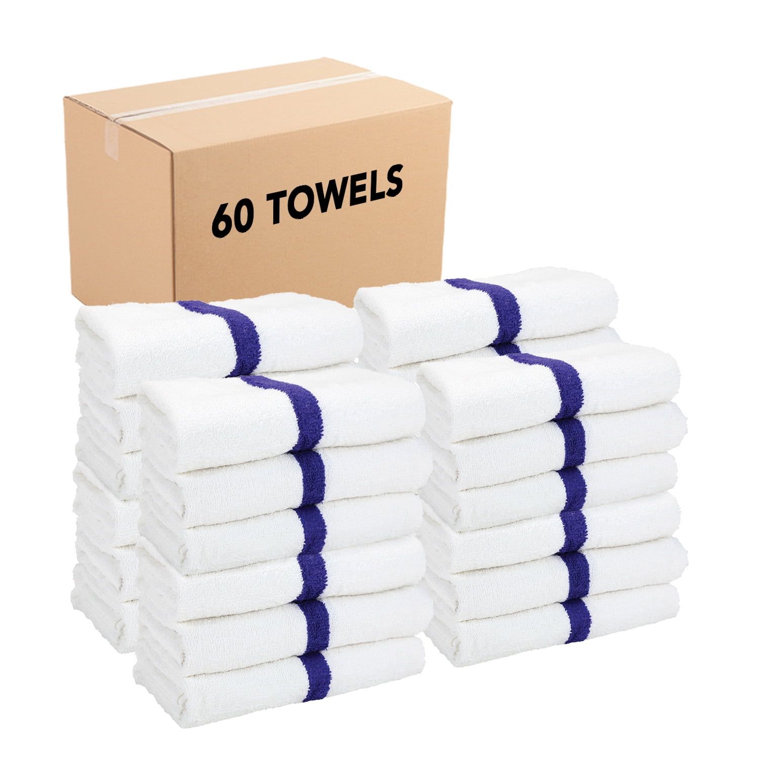 Arkwright Power Gym Bath Towels (Bulk Case of 60), White with Blue ...