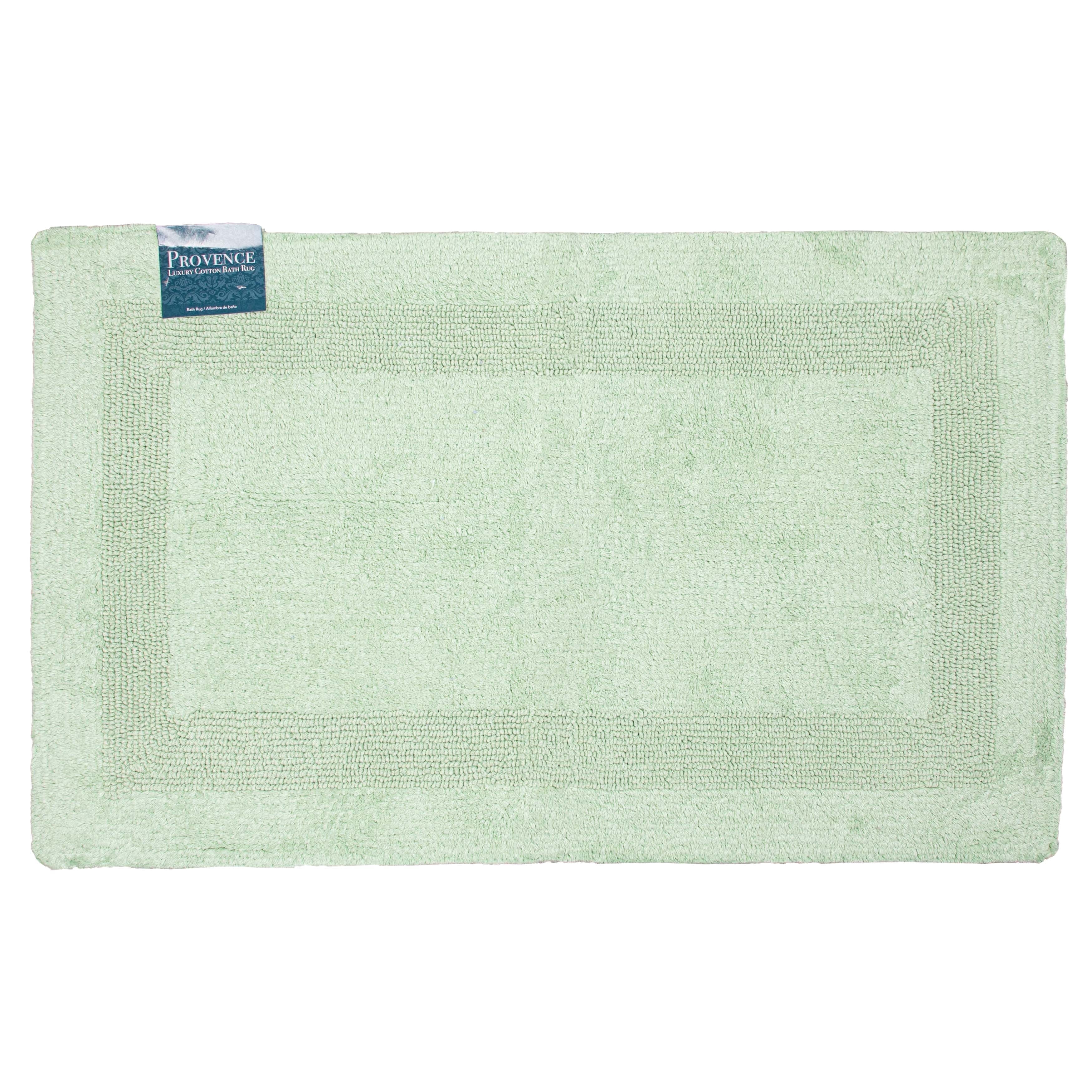 Arkwright Provence Bath Rug, 20 x 32 in, Premium Cotton, Green, Non-Slip Backing