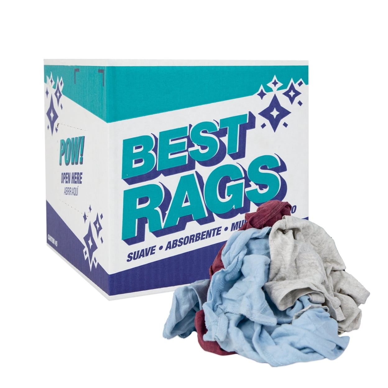 Reclaimed T-Shirt Wiper Cleaning Rags, 14x14 to 20x20 - Assorted Colors ...
