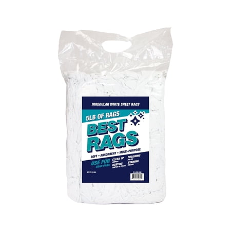 Arkwright Reclaimed Sheeting Cleaning Rags (5 lb Bag), Multipurpose Reusable Cleaning Cloth for Shop, Garage, Restaurant