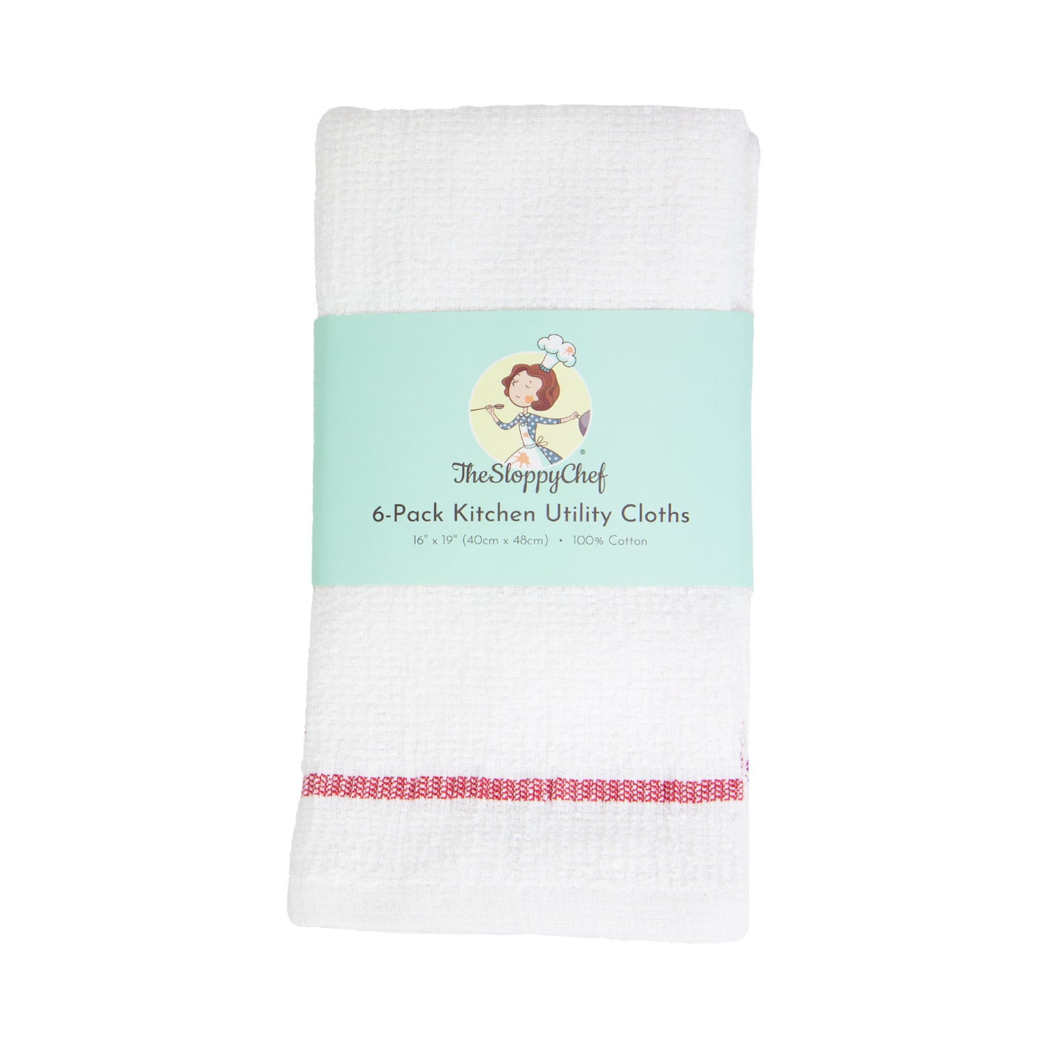 6 White COTTON Stripes Utility Bar Rags Dish Cloths Kitchen Towels 11.5 x  11.5