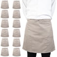 thumbnail image 1 of Arkwright Server Half Bistro Aprons (18x30, 12-Pack), Two Patch Pockets, Poly/Cotton, Adjustable, Beige, 1 of 5