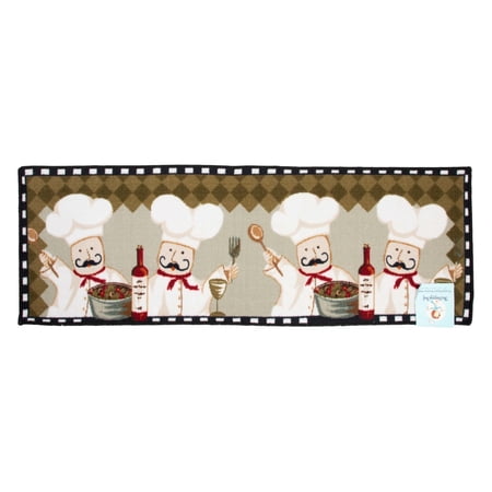 Arkwright Sloppy Chef Printed Kitchen Runner Rug, 20x60, Non-Skid Latex Backing, Chef Design