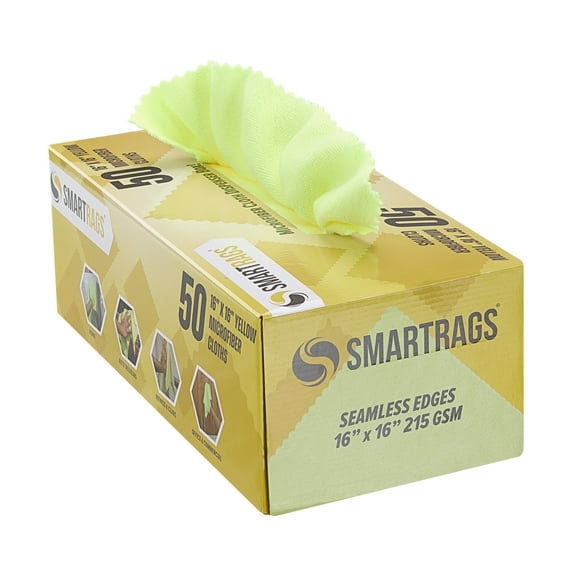 Arkwright Smart Rags (Box of 50) - Reusable Microfiber Cleaning Cloths for Home, Auto Shops, 16 x 16 in, Yellow