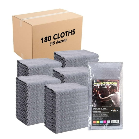 Arkwright SmartEdge Cleaning Cloths (Bulk Case of 180), 16x16, Microfiber, Zig Zag Edges, Grey