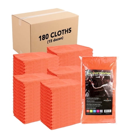 Arkwright SmartEdge Cleaning Cloths (Bulk Case of 180), 16x16, Microfiber, Zig Zag Edges, Orange