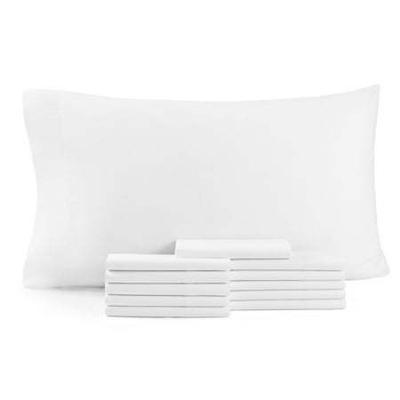 Arkwright Soft White Pillowcases (12 Pack), 200 Thread Count, Color Coded, King Size 20x36, Cotton Poly Blend
