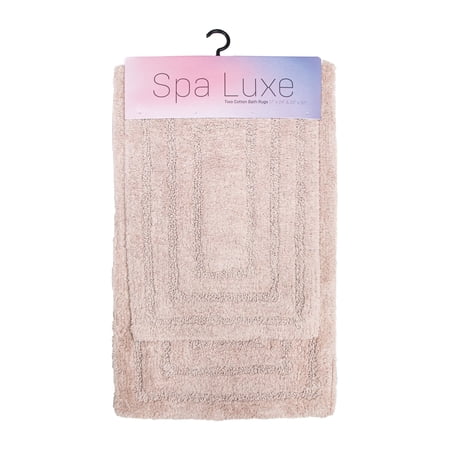 Arkwright Spa Luxe 2-Piece Bath Rug Set, 17x23 and 20x30, Cotton with Latex Backing, Solid Color Pattern, Rose Red