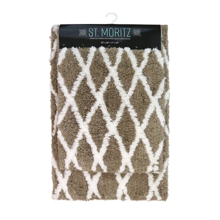 Arkwright St. Mortiz 2-Piece Bath Rug Set, 17X23 and 20X30, Color Ground, Non-Slip Backing, Taupe